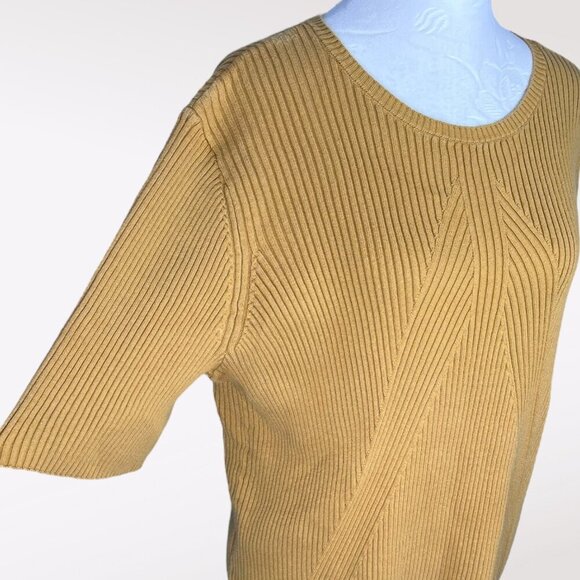 Coldwater Creek Ribbed Cotton Short Sleeve Sweater Medium - Picture 7 of 8